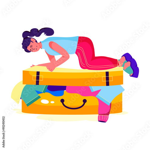 A flat character illustration of stowing 