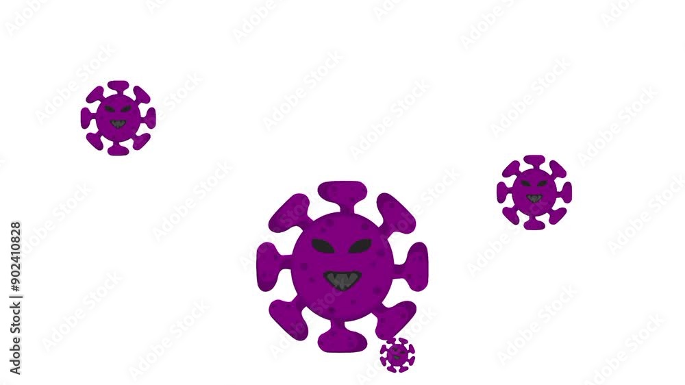 Animated video of viruses floating in the air, clustered together to spread disease Animated video of viruses floating in the air, clustered together to spread disease
