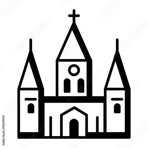 An outline icon of church 