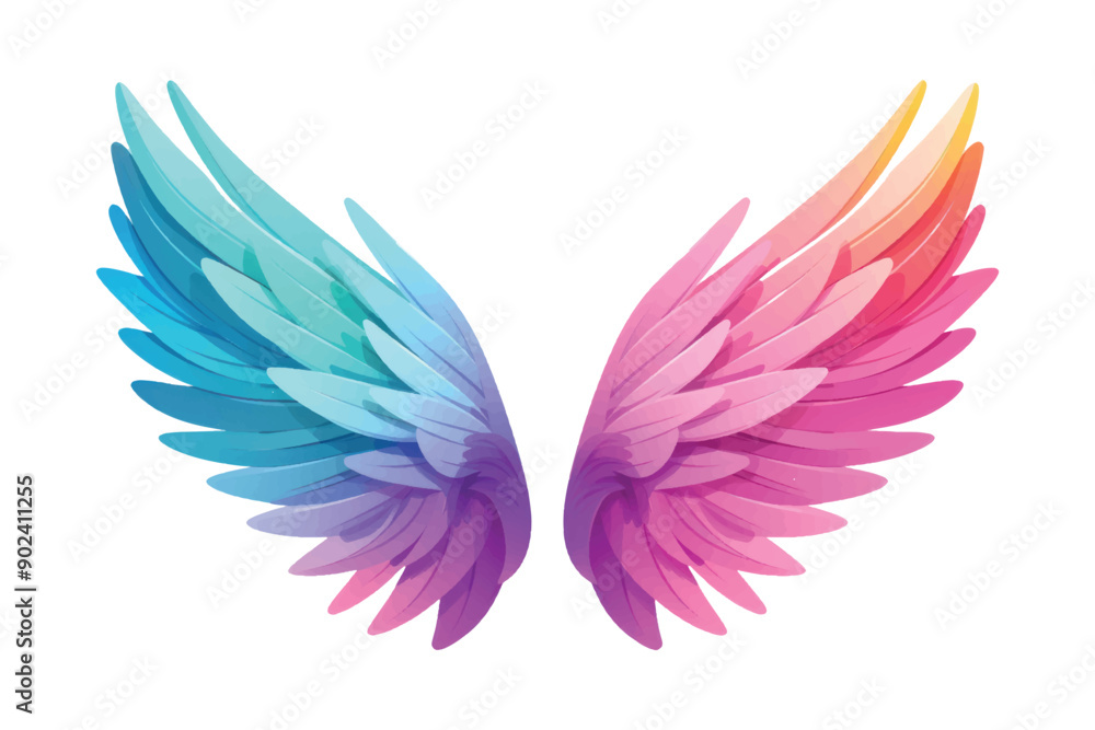Fototapeta premium Colorful angel wings illustration