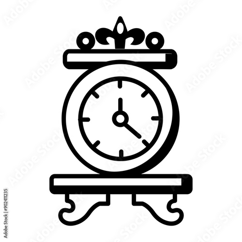 A historic clock icon in linear style 