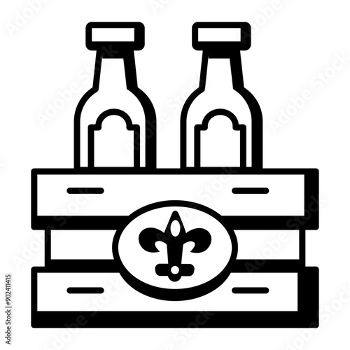 A bottle crate icon designed in outline style