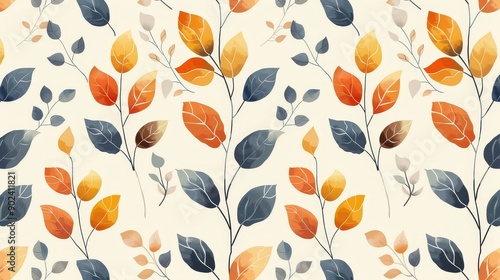 Vibrant vector leaf pattern, floral nature design for textile, wallpaper, autumn decor