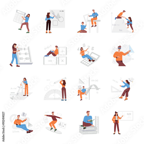 Basic RGBCollection of Mathematical Calculations Flat Illustrations

