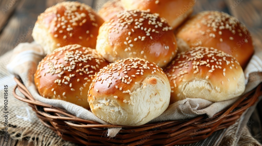 Bread rolls topped with sesame seeds Bread rolls topped with sesame seeds