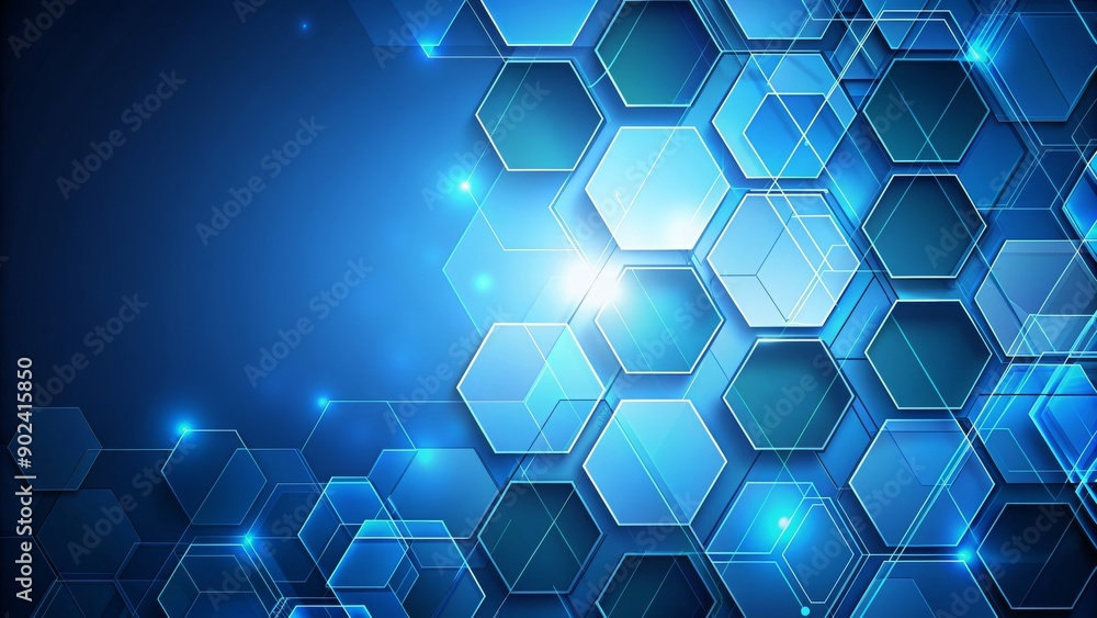 Abstract blue hexagon background with a modern and geometric design, blue, hexagon, abstract, background, geometric, modern Abstract blue hexagon background with a modern and geometric design, blue, hexagon, abstract, background, geometric, modern