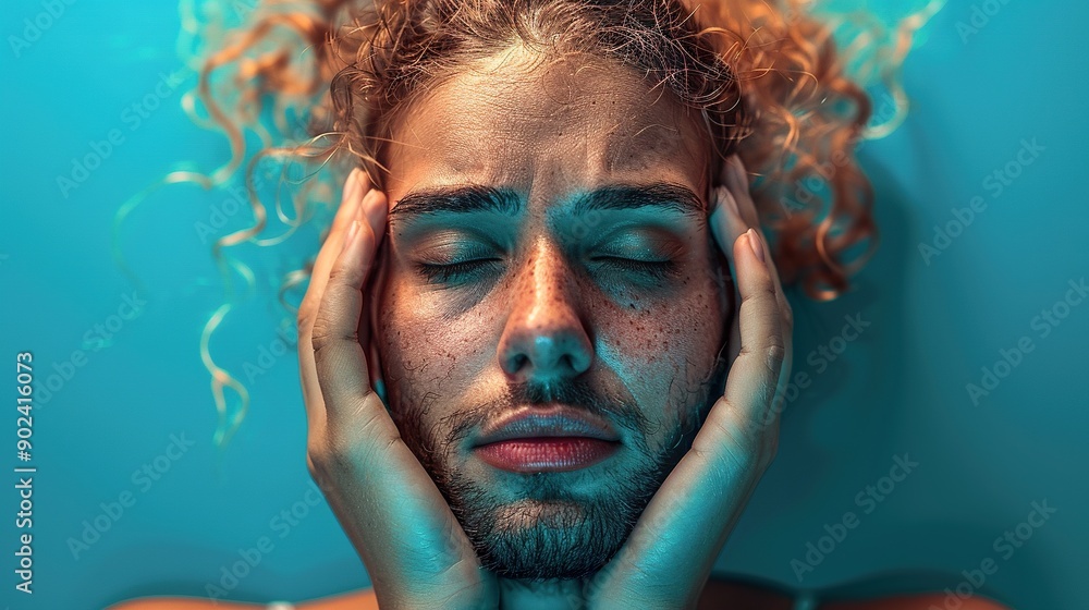 non-binary person with mental problems, expression of overwhelm.mental illness non-binary person with mental problems, expression of overwhelm.mental illness