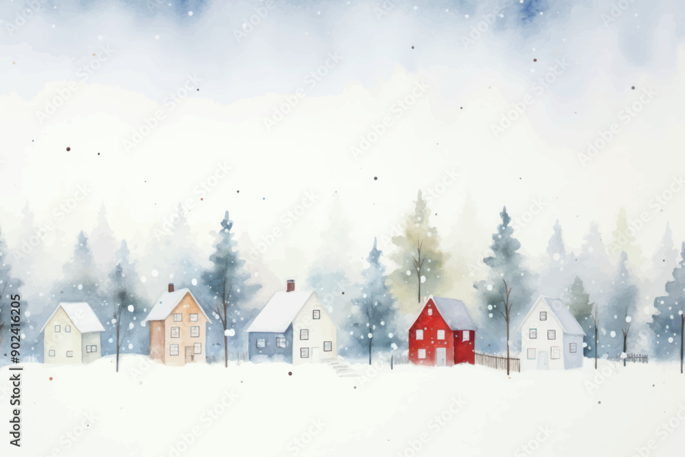 Fototapeta premium Snowy village winter scene