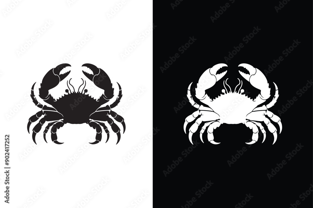 Crab icon silhouette vector. Seafood icon illustration, Crab vector icon silhouette black white background. Crab icon silhouette vector. Seafood icon illustration, Crab vector icon silhouette black white background.