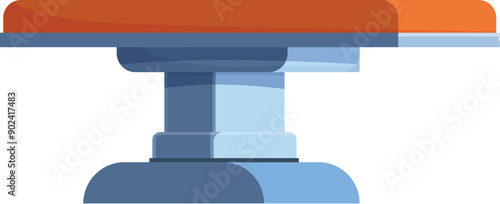 Adjustable height medical examination table with orange upholstery