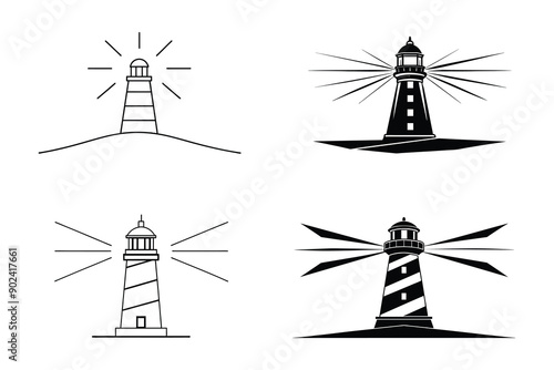 Modern Abstract Lighthouse Design: Shining Beam Symbolizing Hope and Direction