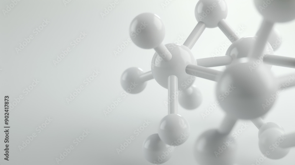 Obraz premium A sleek low poly wireframe model of a molecule stands out against a clean white background, showcasing intricate design.