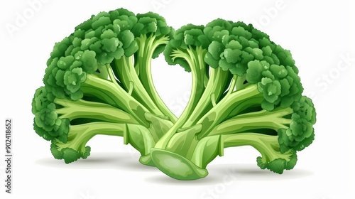 A vibrant and fresh broccoli illustration, showcasing a handdrawn watercolor style on a clean white backdrop.