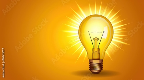 A glowing bulb symbolizes bright ideas, representing innovation and creativity in a vibrant digital illustration.