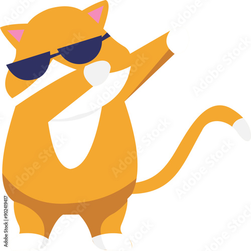 Cat Dabbing Dance Cartoon Animal