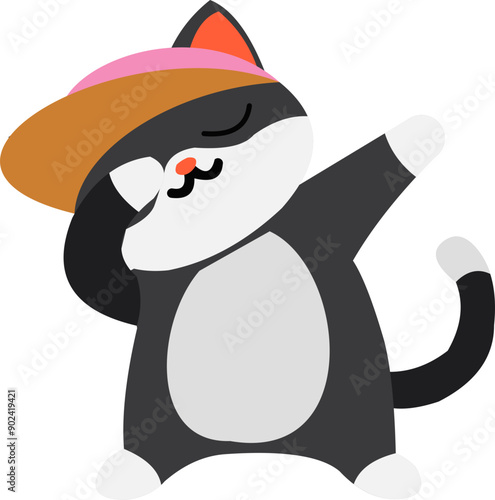 Cat Dabbing Dance Cartoon Animal