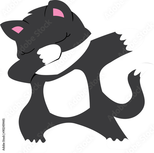 Cat Dabbing Dance Cartoon Animal