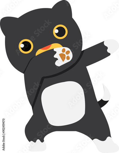 Cat Dabbing Dance Cartoon Animal
