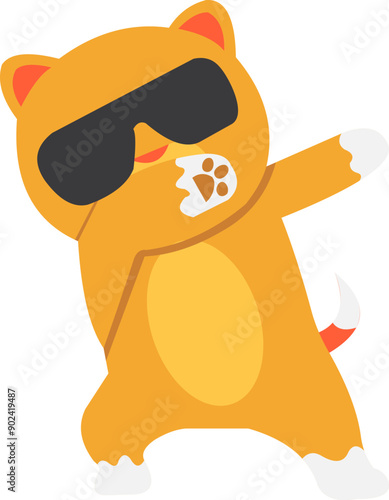 Cat Dabbing Dance Cartoon Animal