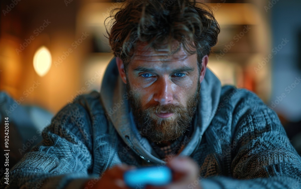 A distressed man sits alone in a dark room, closely focused on his smartphone, reflecting feelings of sadness and isolation during the late hours A distressed man sits alone in a dark room, closely focused on his smartphone, reflecting feelings of sadness and isolation during the late hours