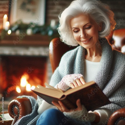 woman reading a book photo