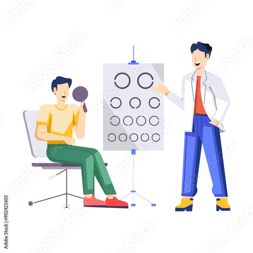 An ophthalmologist illustration in flat style 


