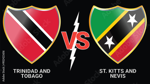 Trinidad and Tobago vs ST Kitts and Nevis Football Face-Off: Black Background and Versus Flags