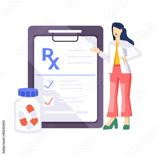 A character based illustration of doctor prescription

