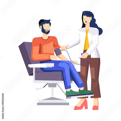 A flat style illustration of bp checking 

