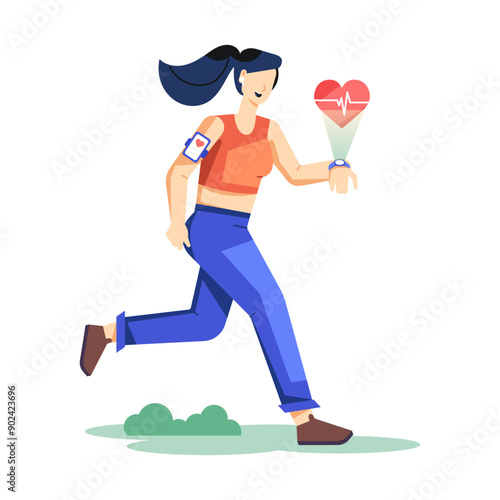 A character based flat illustration of health tracker

