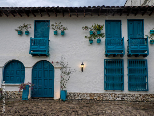 Doradal colombian santorini pictoresque village white and blue house greek greece style in Colombia