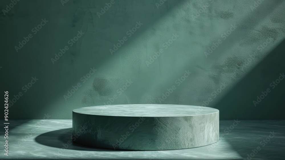A green pedestal with a round shape A green pedestal with a round shape