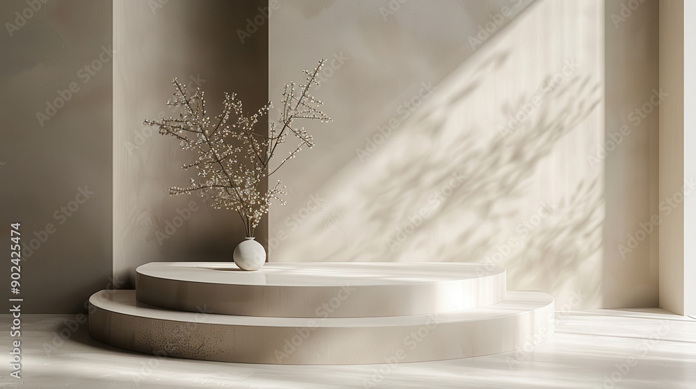 The vase and flowers create a sense of calm and serenity in the space The vase and flowers create a sense of calm and serenity in the space