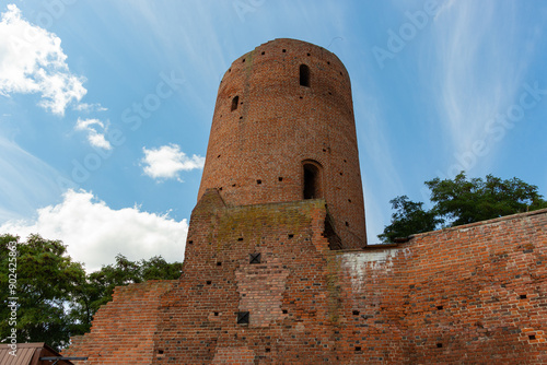 Round tower and defensive wall at Masovian Dukes Castle - Czersk, Poland photo