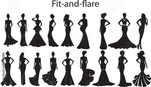 Fit and Flare  Minimalist Black Silhouette Vector Collection