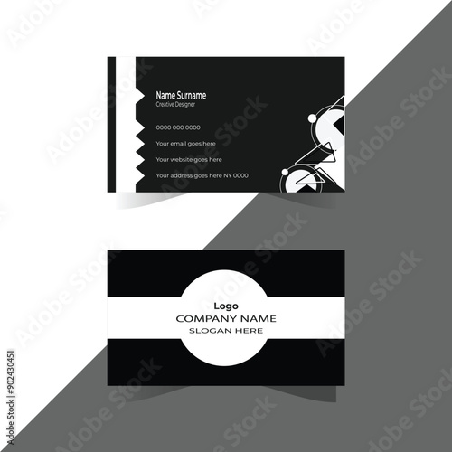 Double-sided  modern and creative  business card  design with image holder. Clean  corporate business card template, Vector illustration. Minimal Individual layout