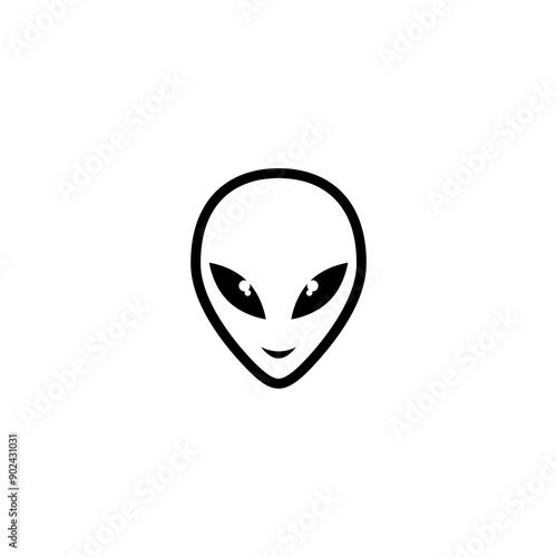 Extraterrestrial alien head icon isolated on white background