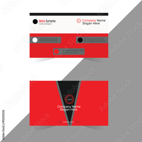 Double-sided  modern and creative  business card  design with image holder. Clean  corporate business card template, Vector illustration. Minimal Individual layout