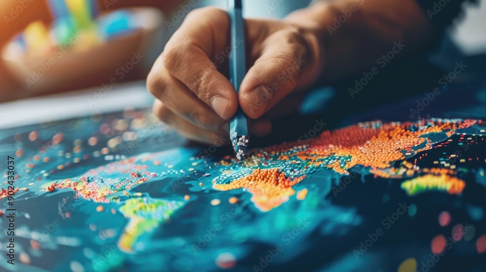 Zoomed-in image of a hand crafting a mind map on sustainable practices in international business