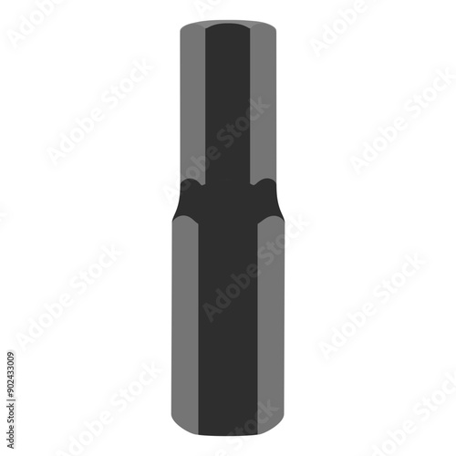 Set of metal bits for screwdriver isolated on white background. Bits for electric drill or cordless screwdriver. Hand tools for repair. Bits for bolts and screws. Silhouette icon, vector illustration.