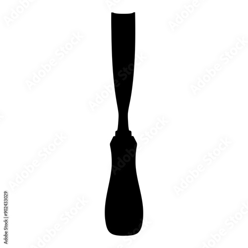 Chisel, carpentry hand tools for woodworking and wood carving. Stand for working with wood. Chisel isolated on transparent background. Black silhouette icon, vector illustration.