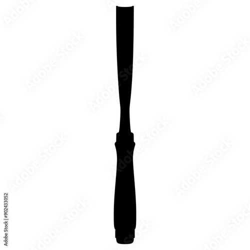 Chisel, carpentry hand tools for woodworking and wood carving. Stand for working with wood. Chisel isolated on transparent background. Black silhouette icon, vector illustration.