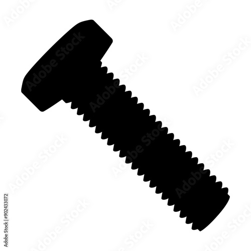 Set of bolt and hex nut isolated on white background. Realistic 3d stainless steel bolt and nut icon. screw-nuts and bolts. Black silhouette icon, vector illustration.