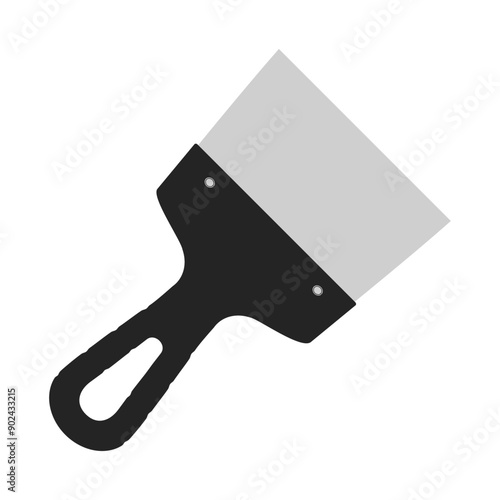 Set of spatula, isolated on a white background. Plaster spatula. Putty Knife. Construction tool. Spackling instrument. Spatula for finishing work. Silhouette black icons, vector illustration.