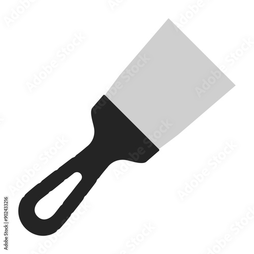Set of spatula, isolated on a white background. Plaster spatula. Putty Knife. Construction tool. Spackling instrument. Spatula for finishing work. Silhouette black icons, vector illustration.