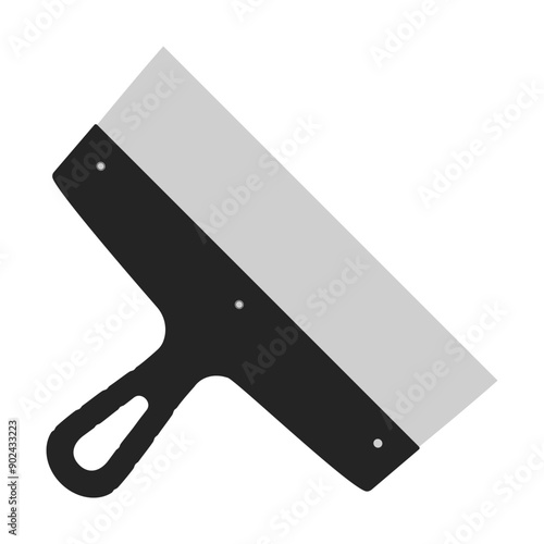 Set of spatula, isolated on a white background. Plaster spatula. Putty Knife. Construction tool. Spackling instrument. Spatula for finishing work. Silhouette black icons, vector illustration.