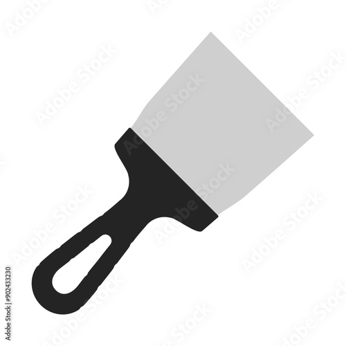 Set of spatula, isolated on a white background. Plaster spatula. Putty Knife. Construction tool. Spackling instrument. Spatula for finishing work. Silhouette black icons, vector illustration.