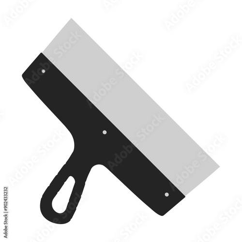 Set of spatula, isolated on a white background. Plaster spatula. Putty Knife. Construction tool. Spackling instrument. Spatula for finishing work. Silhouette black icons, vector illustration.