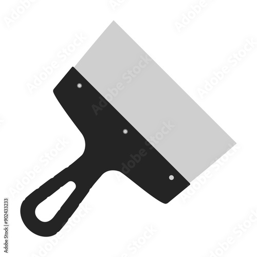 Set of spatula, isolated on a white background. Plaster spatula. Putty Knife. Construction tool. Spackling instrument. Spatula for finishing work. Silhouette black icons, vector illustration.
