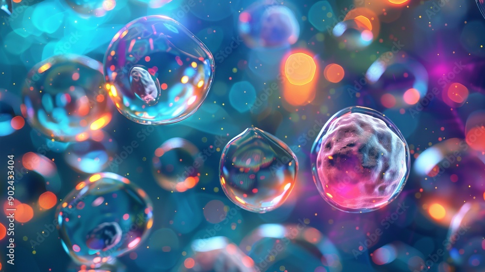 3D Rendering of Human Stem Cell Under Microscope - Detailed View of Embryonic Cells 3D Rendering of Human Stem Cell Under Microscope - Detailed View of Embryonic Cells